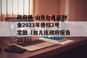 政府债-山东台儿庄财金2023年债权2号定融（台儿庄政府报告2020）
