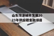 山东菏泽城市发展2023年供应链金融项目